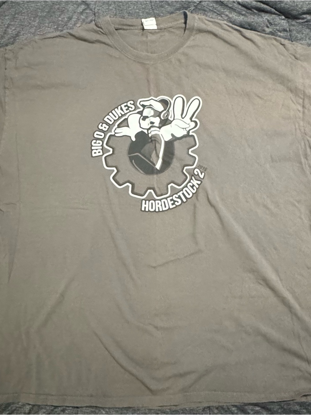 Big O and Dukes, “HordeStock 2”Gildan Heavy Cotton Tee - Gray with Blue Logo